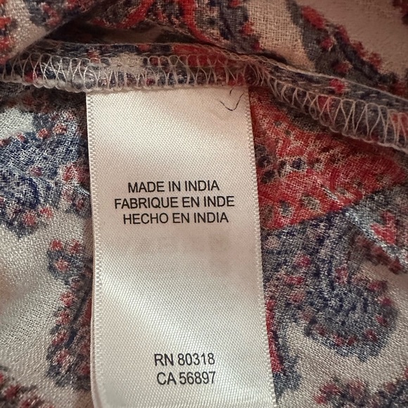 Lucky Brand Ikat Scroll design top shirt blouse size Large L New with tag - Picture 9 of 9